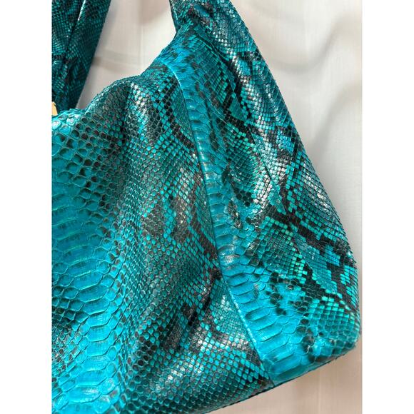 Ximena Kavalekas Python Single Shoulder Strap Hobo Bag Turquoise Teal Black - Picture 11 of 11